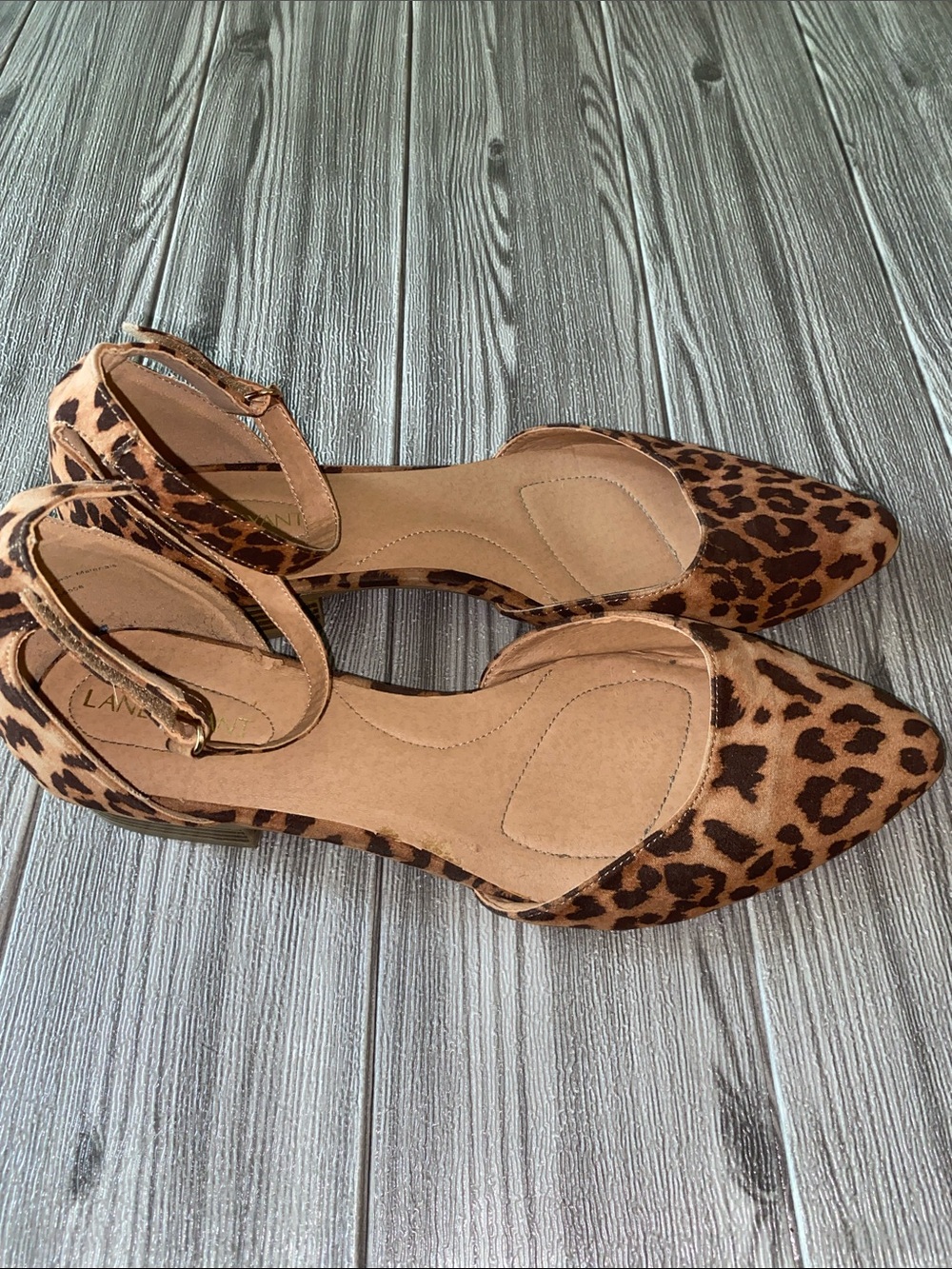 Lane Bryant Leopard-Print Ankle-Strap Flats - Brown/Tan Size 11W - Picture 8 of 8